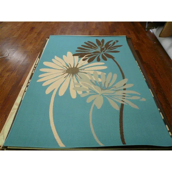 Safavieh CY4039C-5 Courtyard Turquoise & Natural Brown 5&-3x22 x 7&-7x22 Indoor/Outdoor Rug