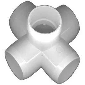 5 Way x Fittings - 1x22Dia., Furniture Grade PVC, White - Pkg Qty 15 53-F