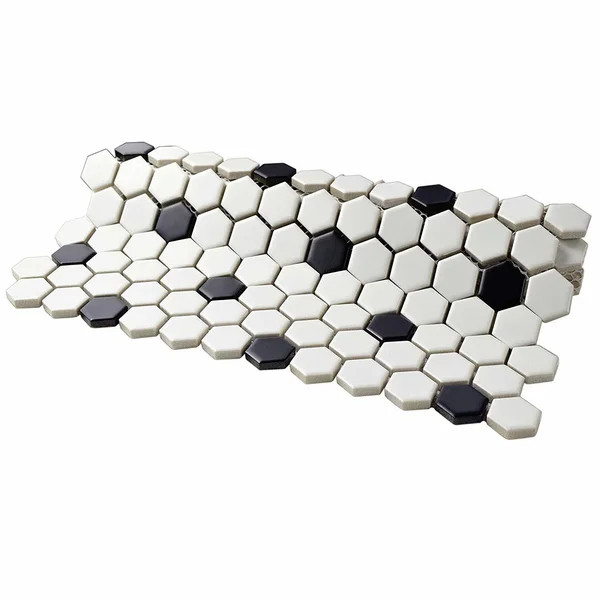 SomerTile Victorian Hex Porcelain Floor and Wall Tile - Matte White/Black Dot - 10 pack
