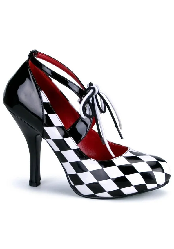 Funtasma - HARLEQUIN-03 10 - Black-White Patent-Checkers