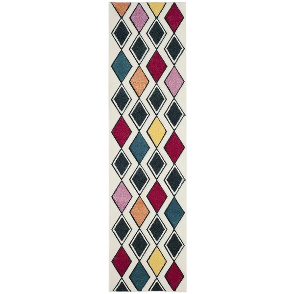 Safavieh Hollywood HLW704B 5&3x22 x 7&6x22 Ivory, Peacock Blue Area Rug