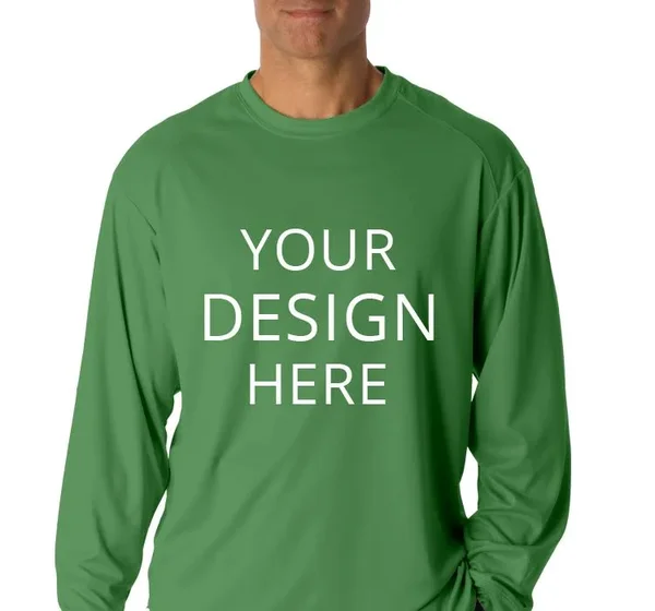 Custom Printed Badger Sports Men's Adult B-Dry Core Long Sleeve Performance Tee, Size: S, Kelly