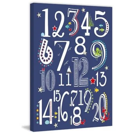 Marmont Hill 123 Nautical Navy by Karen Zukowski Painting Print on Wrapped Canvas, Size: 18 inch x 12 inch