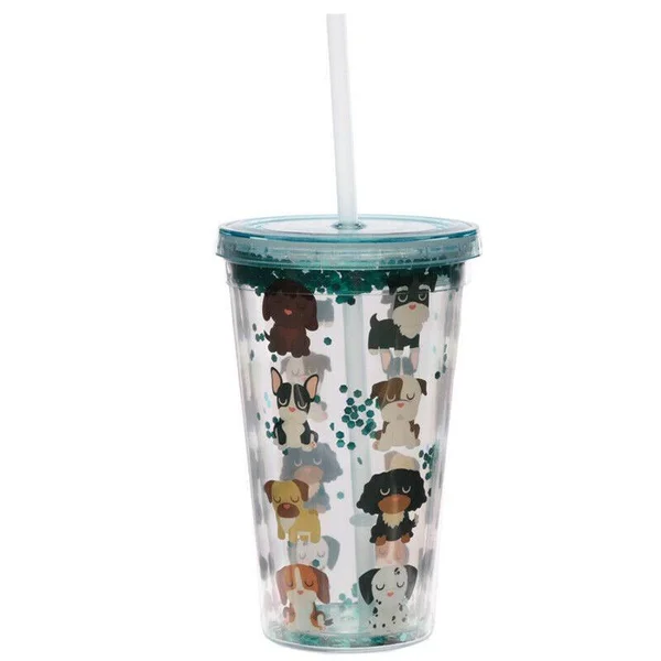 Dog Squad Double Walled Cup with Lid and Straw