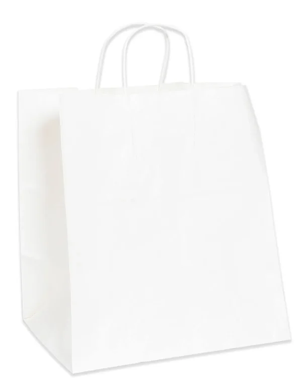 14 x 10 x 15 1/2x22 White Paper Shopping Bags