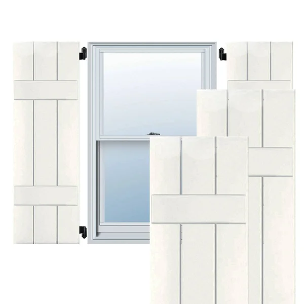 Ekena Millwork 2-Pack 12-in W x 55-in H White Board and Batten Wood Western Red Cedar Exterior Shutters, RWB12X055WHW
