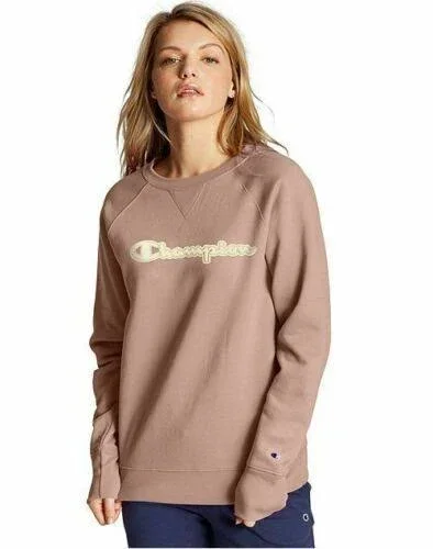 Champion Women's Powerblend Fleece Crew - Chainstitch Logo Amazing Aqua, M