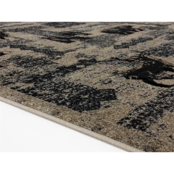 Wild Life Collection Beige/Black Area Rug - 8& x 11&