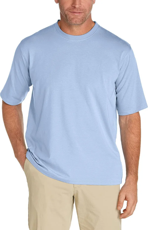 Coolibar Men's Morada Everyday Short Sleeve T-Shirt - SPF Shirts for Men, Blue, Large