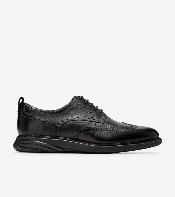Cole Haan Men's Grandevolution Wingtip Leather Oxfords - Black - Size 8.5