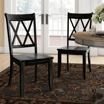 Arisa Solid Wood Cross Back Side Chair Winston Porter Color: Black