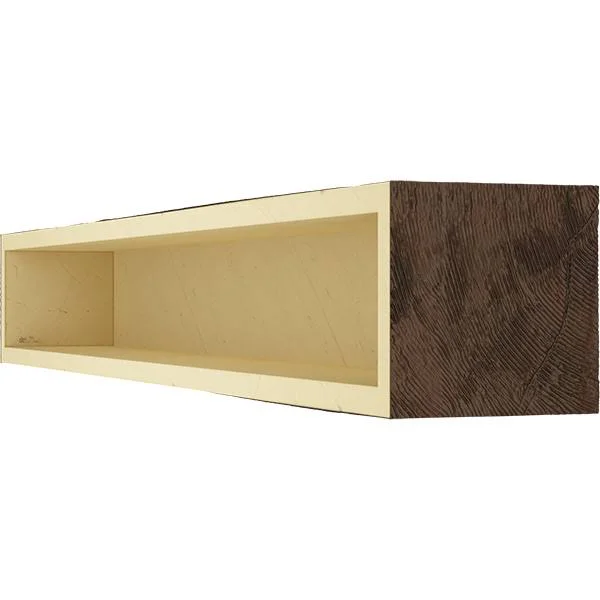 Ekena Millwork MANURS08X10X60ZH 8x22H x 10x22D x 60x22W Rough Sawn Faux Wood Fireplace Mantel - Premium Hickory