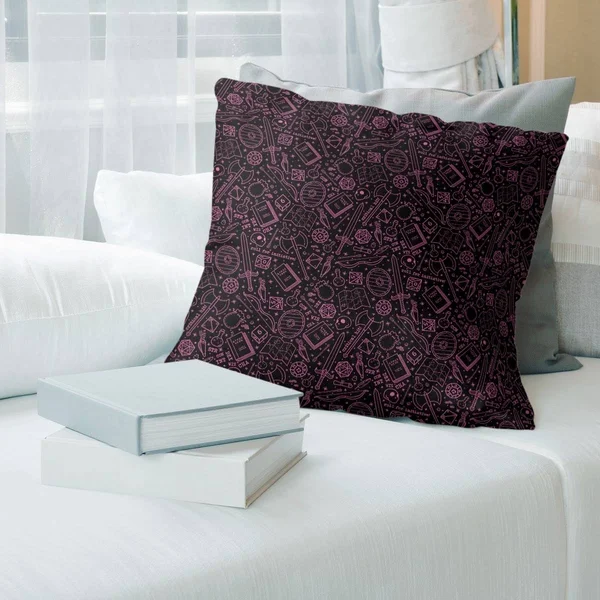 Warm Color Lines RPG Pattern Throw Pillow - 20 x 20 - Pink - Polyester