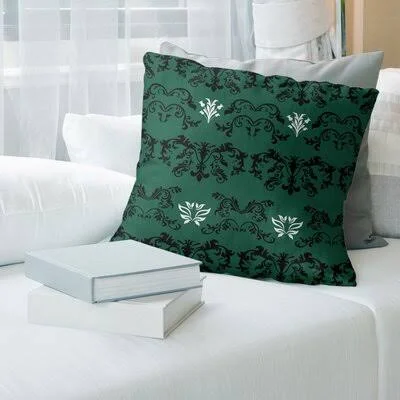 New York Fly Football Baroque Square Pillow Cover East Urban Home Color: Green/Black/White - Size: 16x22 x 16