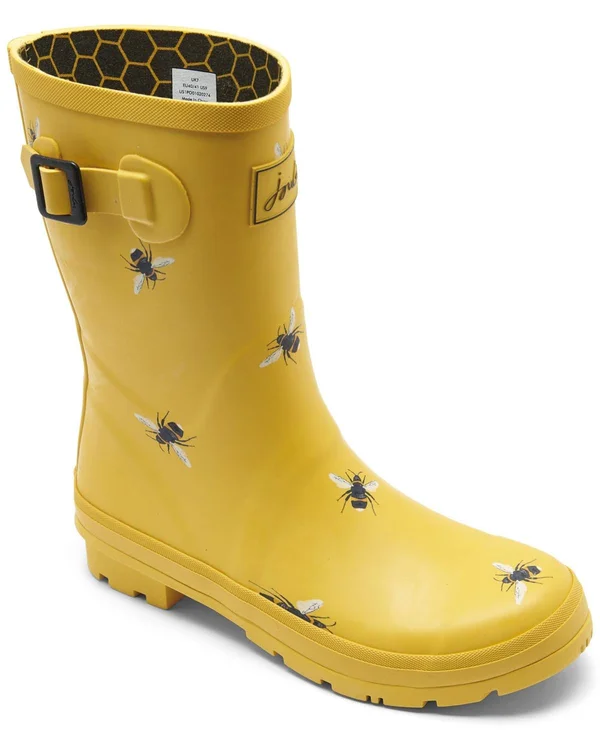 Joules Women's Molly Welly Mid Height Rain Boots from Finish Line 11163320 - 5, Gold Botanical