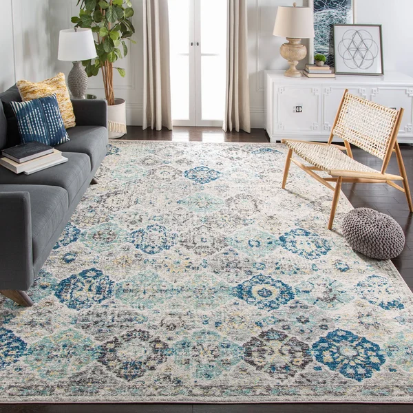Safavieh Madison MAD611A 2&3x22 x 22& Ivory and Aqua Runner