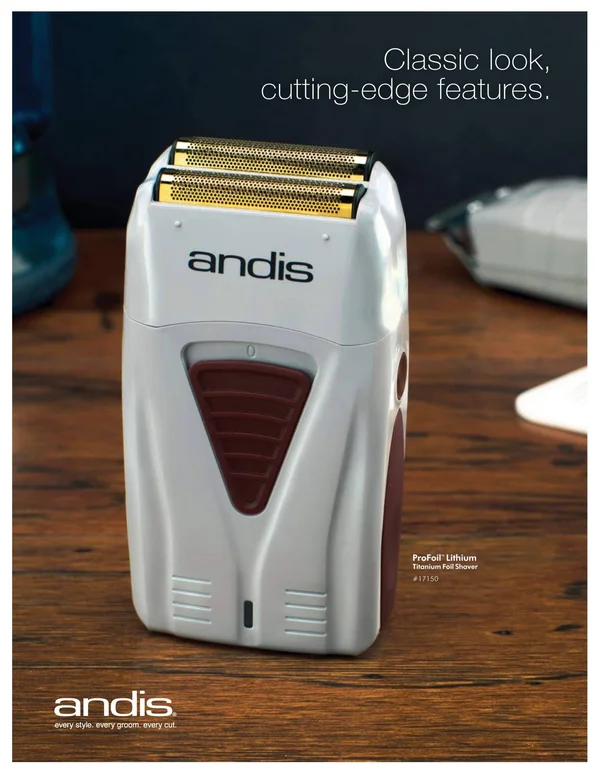 Andis 17150 Profoil Lithium Titanium Foil Cord or Cordless Shaver - White
