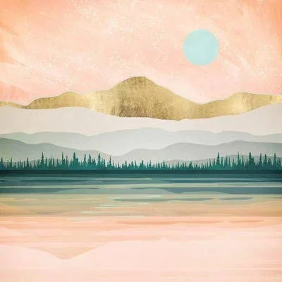 Framed Canvas Art - Spring Forest Lake by SpaceFrog Designs
