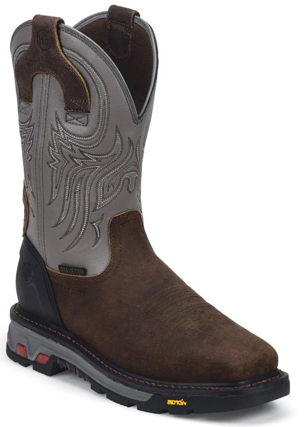Justin Men's Tanker Waterproof Steel Toe Western Work Boots - Brown