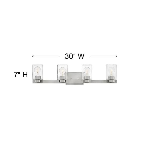 Hinkley Lighting Miley 4 Light Bath, Brushed Nickel/Clear - 5054BN-CL