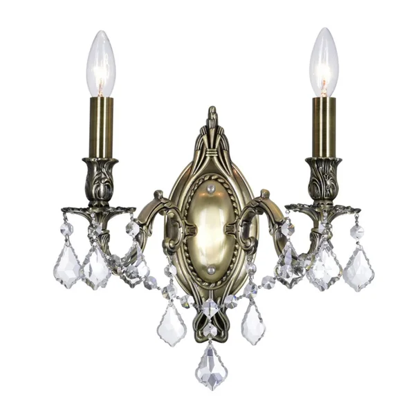CWI Lighting 2 Light Wall Sconce with Antique Brass Finish 2038W9AB-2