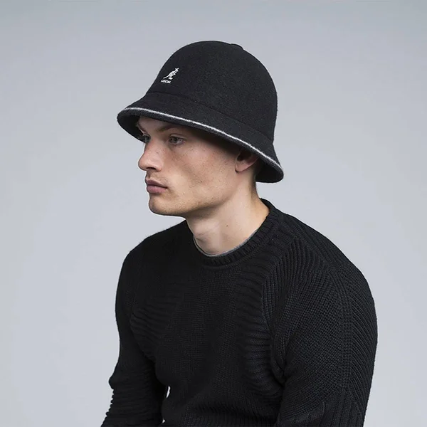 Kangol Stripe Casual Bucket Hat - Black - Off White - L - Men