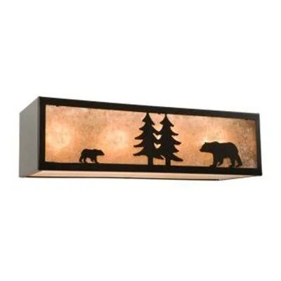 Bear Nature 4 Vanity Light Wall Sconce Steel Partners Finish: Old Iron - Shade Color: Amber Mica