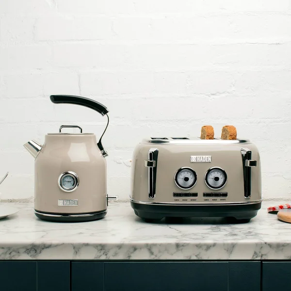 Haden Dorset Stainless Steel 4-Slice Toaster - Putty