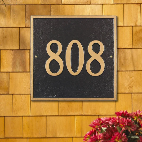 Whitehall Square 1-Line Wall Plaque Dark Blue/Gold Letters