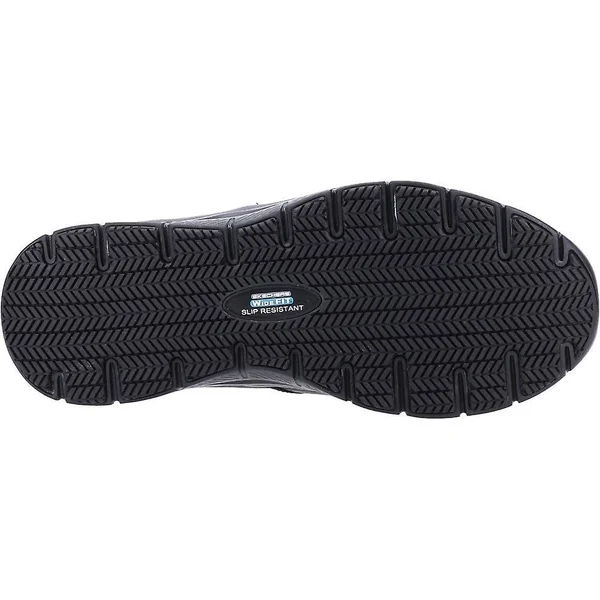 Skechers Bronwood Wide Black Mens Leather Occupational Shoes, 7 UK