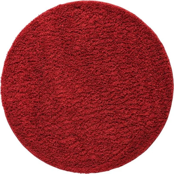 Unique Loom Everyday Shag Plush Area Rug 5' x 5' Round in Cherry Red