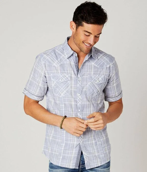 Bke Vintage Plaid Athletic Shirt - Grey XXX-Large - Men's