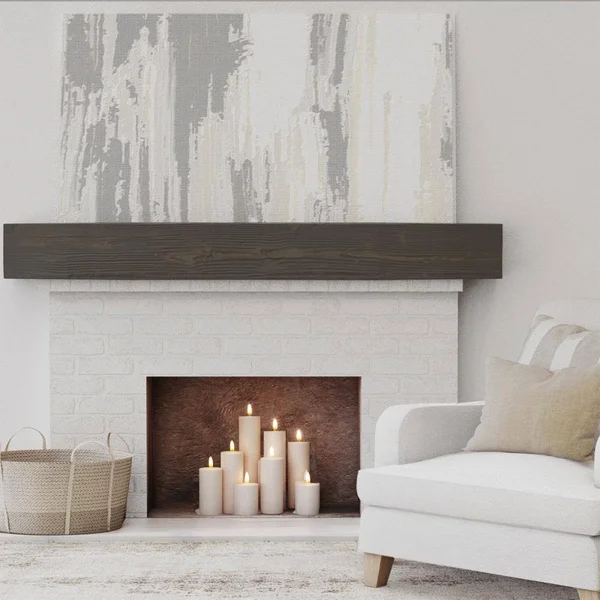 Ekena Millwork MANUSD08X08X36ZW 8x22H x 8x22D x 36x22W Sandblasted Faux Wood Fireplace Mantel - Premium Walnut