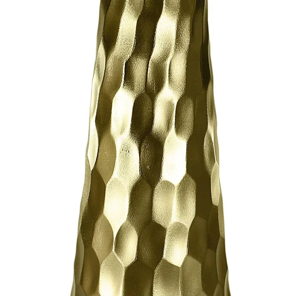 Benjara Metal Vase with Hammered Textured Surface, Gold