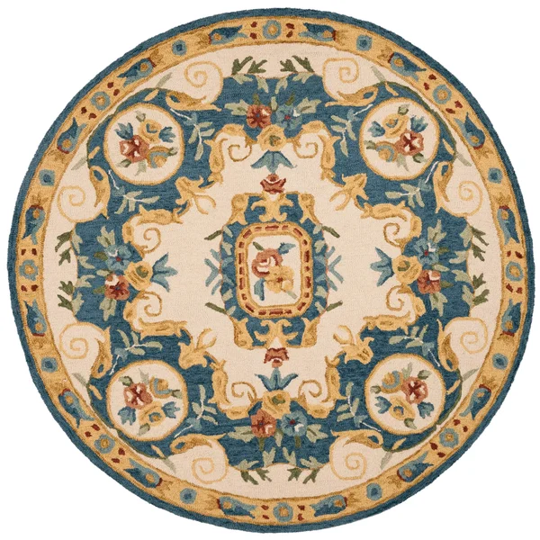 Safavieh Micro-Loop MLP601A 5&0x22 x 8&0x22 Cream, Blue Area Rug