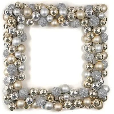Mixed Ball PVC Wreath The Holiday Aisle Size: 24x22 H x 24x22 W x 3x22 D - Wreath Color: Gold/Silver