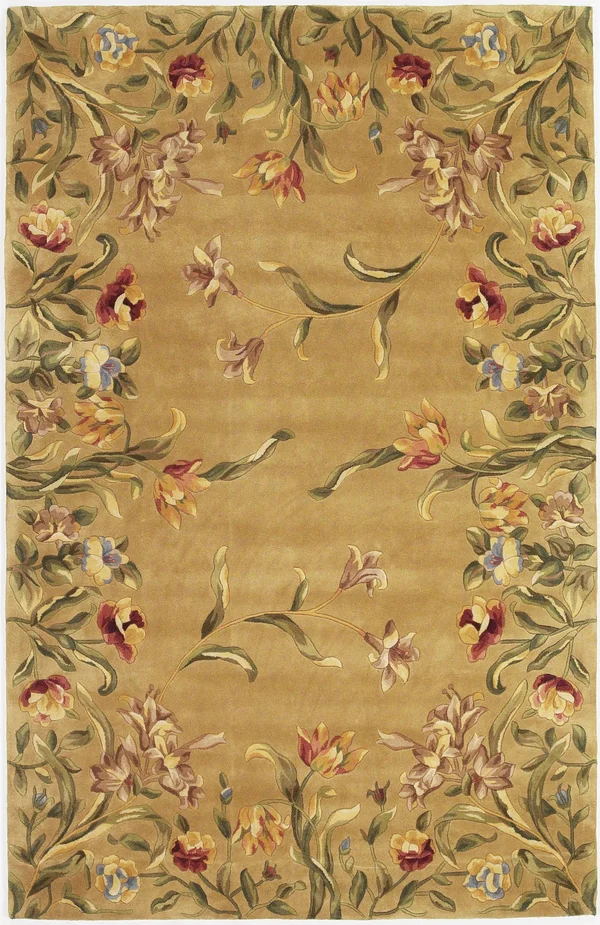 Kas Emerald 9080 Gold Tulip Garden Area Rug - 3&6x22 x 5&6x22