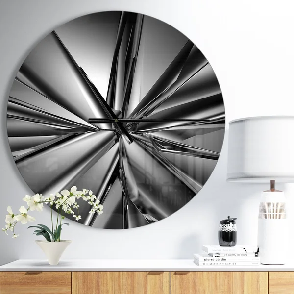 Designart &Futuristic Crystal Background& Oversized Modern Wall Clock - 29 in. Wide x 29 in. High