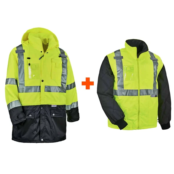GloWear 8388 XL Lime Type R Class 3/2 Thermal Jacket Kit
