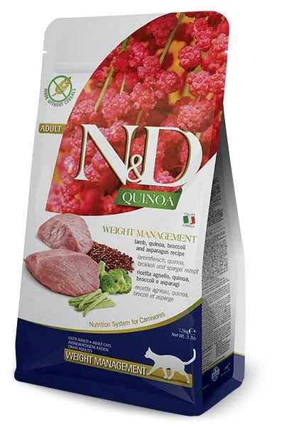 Farmina Nu0026D Quinoa Weight Management Lamb Dry Cat Food - 11-lb