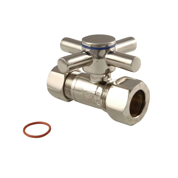 Kingston Brass CC44458DX Concord 0.63 in. IPS x 0.5 in. O.D. Compression Quarter Turn Straight Valve Brushed Nickel