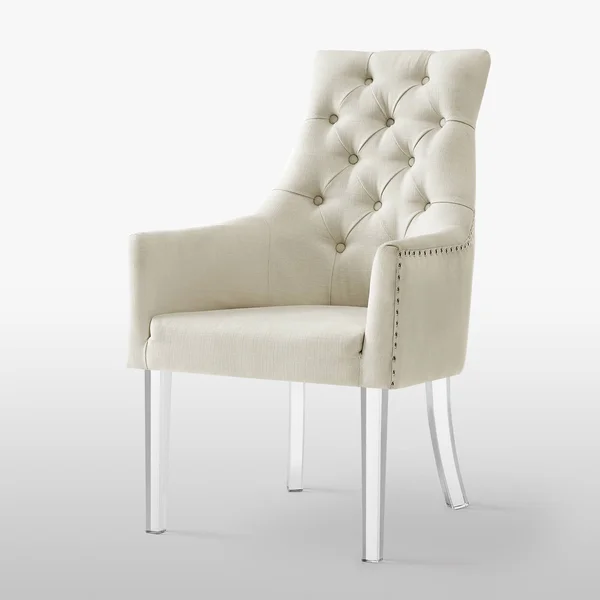 Inspired Home Dining Chair Acrylic Legs Cream White - Linen