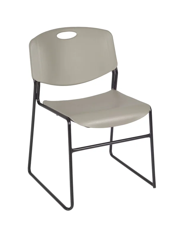 Regency Kobe 36x22 Round Breakroom Table- Mocha Walnut & 4 Zeng Stack Chairs- Grey