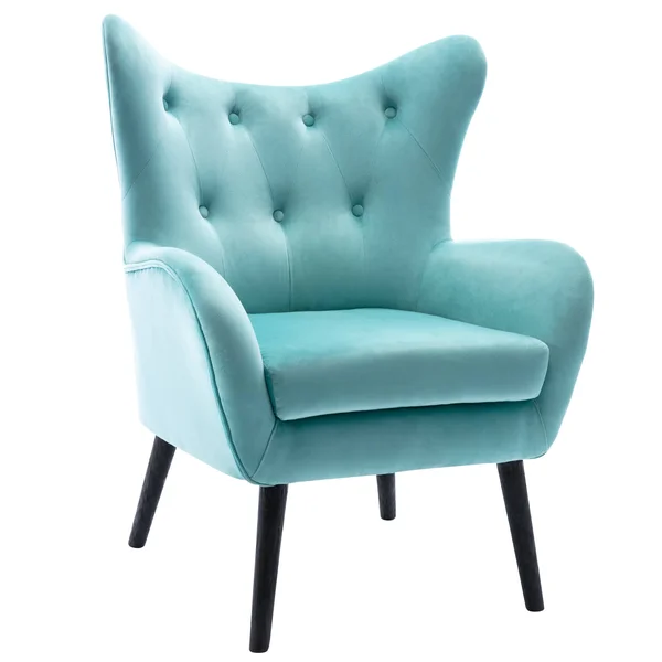 Corvus Cumbria Wingback Mid-Century Velvet Arm Chair - Cyan