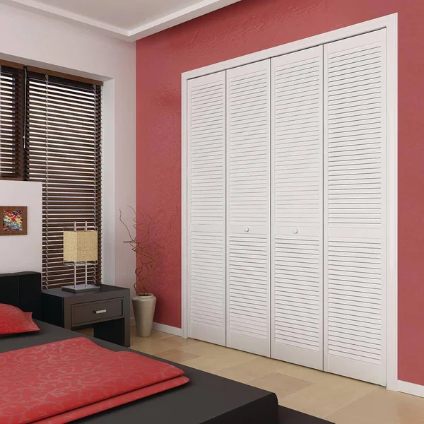 Veranda 30 in. x 80 in. Louver Pine White Interior Closet Bi-Fold Door