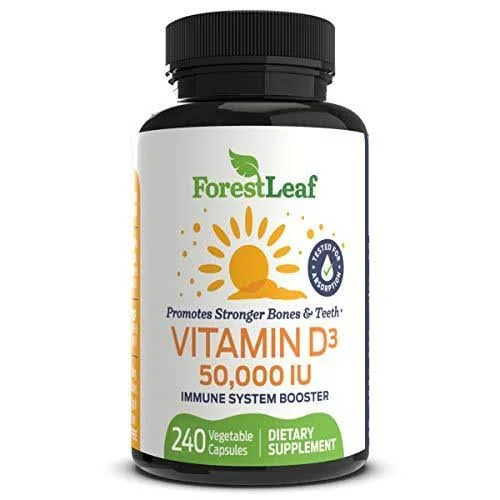 Vitamin D3 50, 000 IU Weekly Supplement - 240 Vegetable Capsules - for Bones, Teeth, Immune System and Muscle Function - by Fores