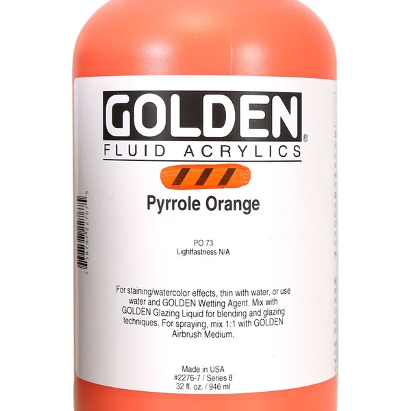 Golden Fluid Acrylic Pyrrole Orange 32 oz