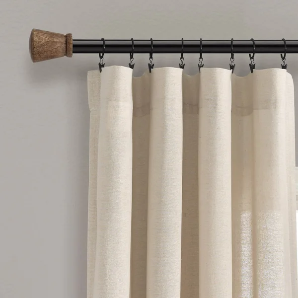Lush Decor Linen Button Window Curtain Panel Single Off White 40X108