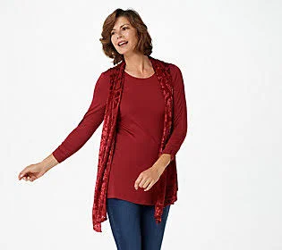 Logo Lavish by Lori Goldstein Twinset with Vest - Size 5X, Red Hot