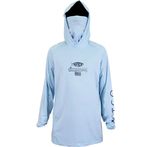 AFTCO Barracuda Geo Cool Fishing Hood & Mask - Bahama Heather - S
